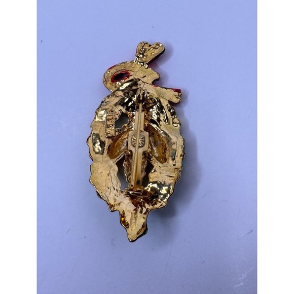 AAI Christmas Brooch Pin Vintage Pinecone Wreath Green Red Goldtoned Holidays - Picture 5 of 6